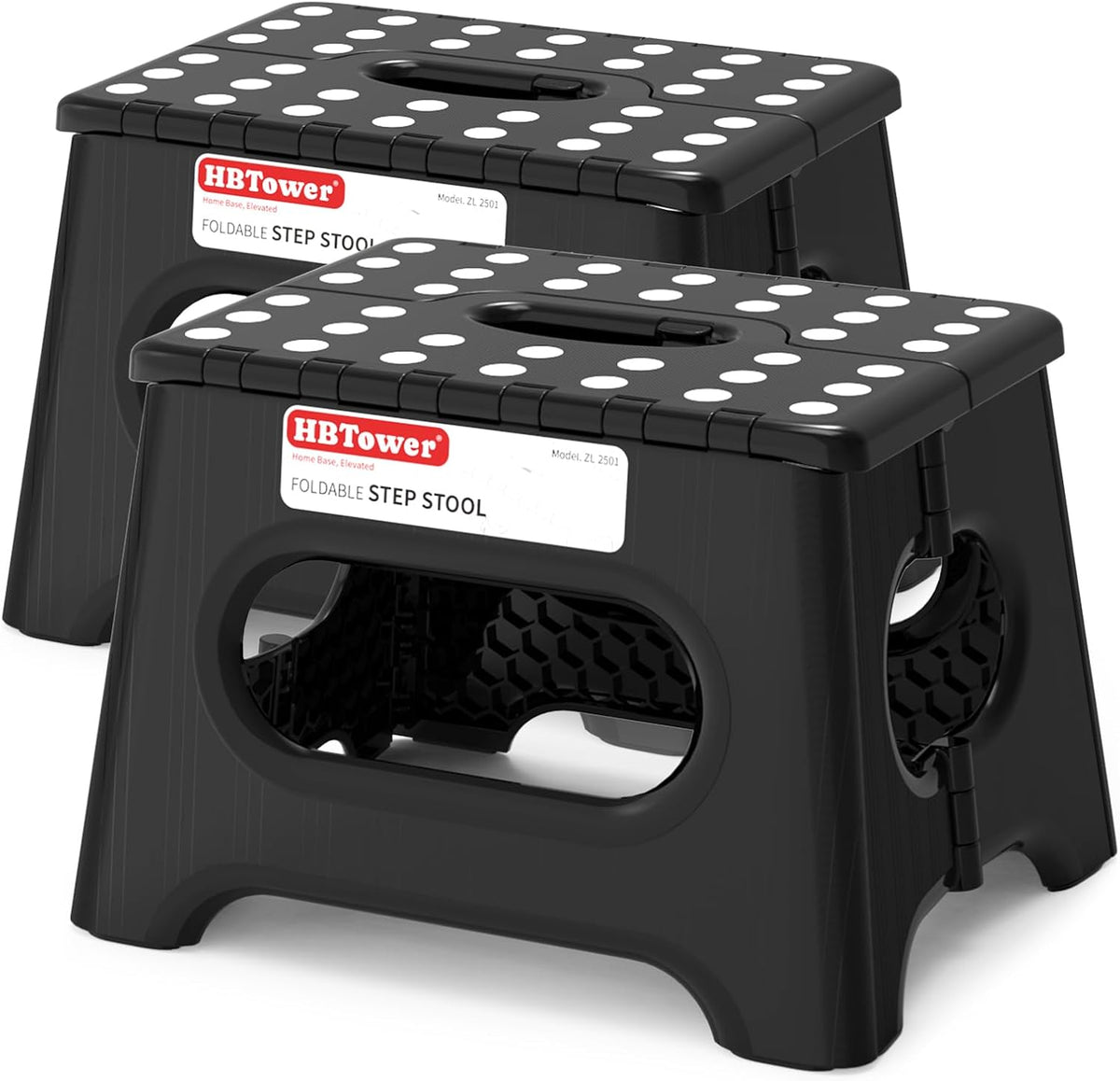 Folding Step Stool 9 Inch, 600 LBS Capacity with Safety Lock, Black