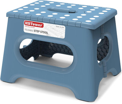 Folding Step Stool 9 Inch, 600 LBS Capacity with Safety Lock, Black