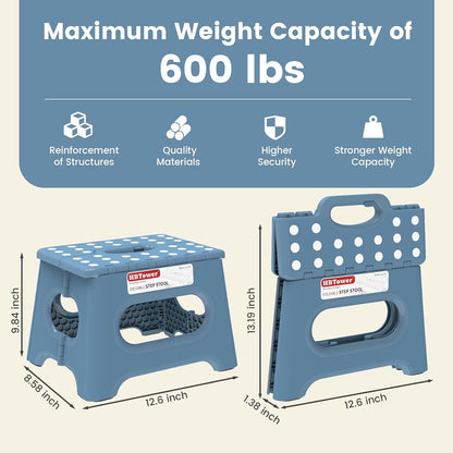 Folding Step Stool 9 Inch, 600 LBS Capacity with Safety Lock, Black