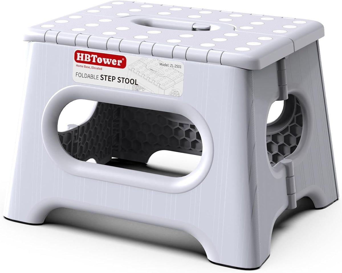 Folding Step Stool 9 Inch, 600 LBS Capacity with Safety Lock, Black