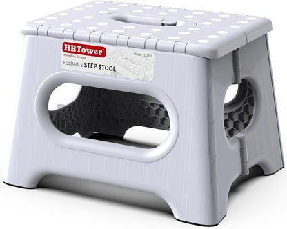 Folding Step Stool 9 Inch, 600 LBS Capacity with Safety Lock, Black