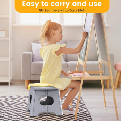 Folding Step Stool 9 Inch, 600 LBS Capacity with Safety Lock, Black