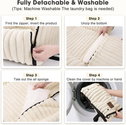 6-in-1 Dog Car Seat for Small/Medium Dogs up to 25 lbs, Multi-Functional Dog Carrier for Car with Detachable Washable Cover, Pet Travel Bed with Clip-On Safety Leash, Beige