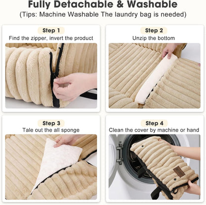 6-in-1 Dog Car Seat for Small/Medium Dogs up to 25 lbs, Multi-Functional Dog Carrier for Car with Detachable Washable Cover, Pet Travel Bed with Clip-On Safety Leash, Beige