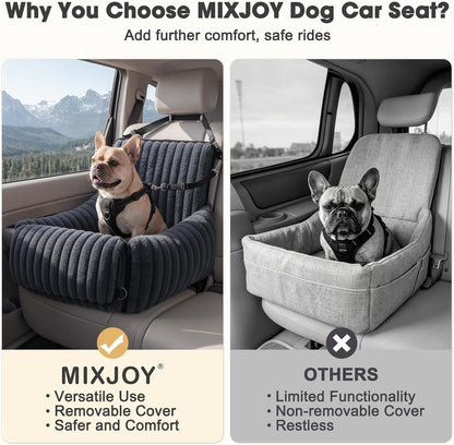 6-in-1 Dog Car Seat for Small/Medium Dogs up to 25 lbs, Multi-Functional Dog Carrier for Car with Detachable Washable Cover, Pet Travel Bed with Clip-On Safety Leash, Beige
