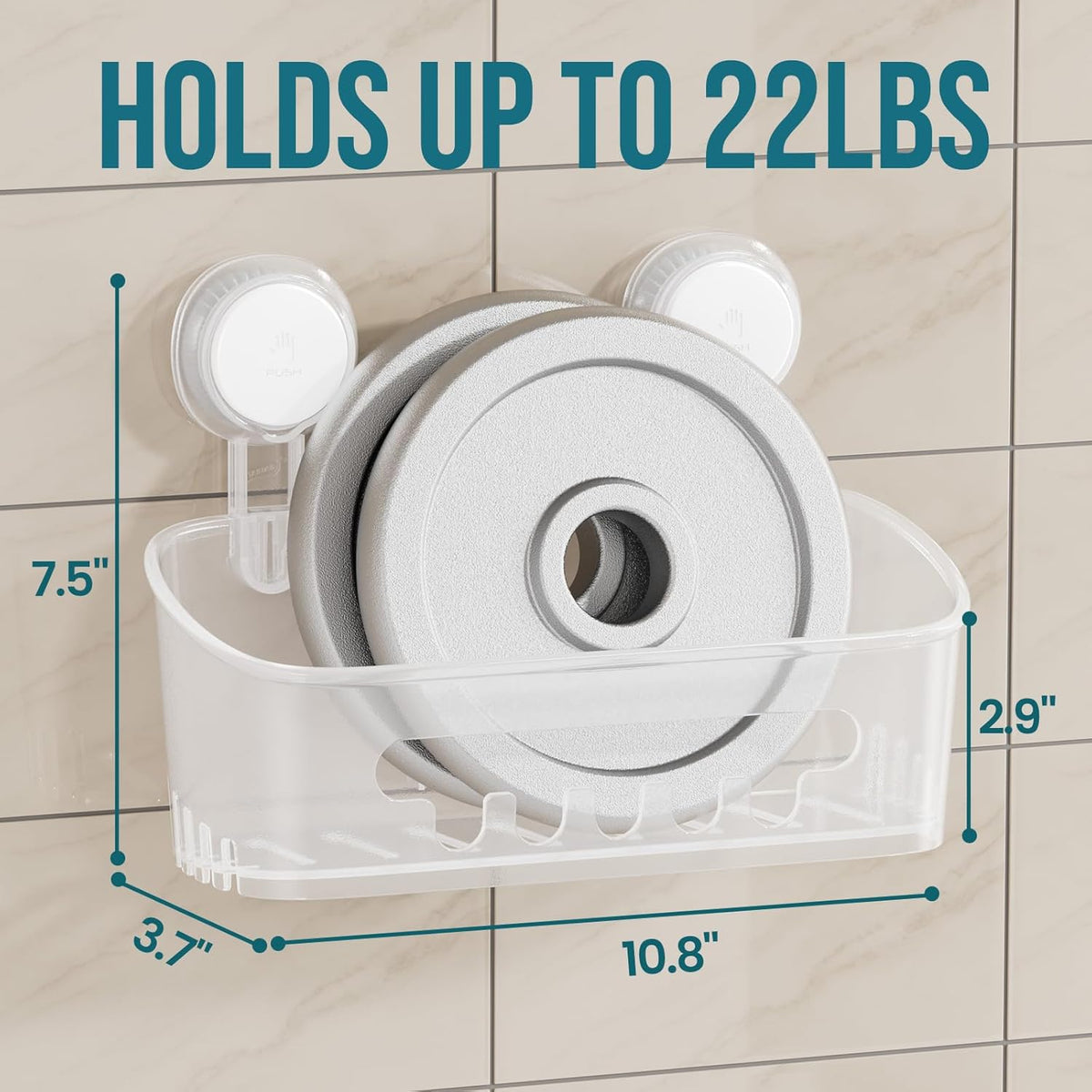 Shower Caddy Suction Cup Bathroom Organizer Shelves Frosted Clear