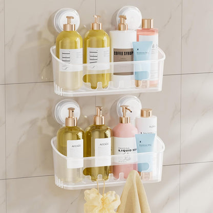 Shower Caddy Suction Cup Bathroom Organizer Shelves Frosted Clear