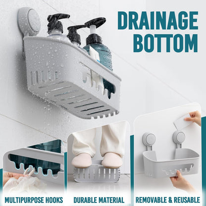 Shower Caddy Suction Cup Bathroom Organizer Shelves Frosted Clear
