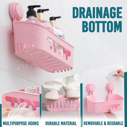 Shower Caddy Suction Cup Bathroom Organizer Shelves Frosted Clear