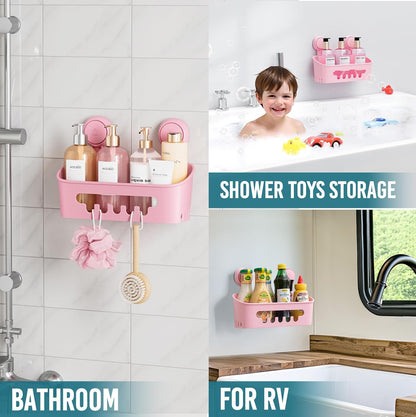 Shower Caddy Suction Cup Bathroom Organizer Shelves Frosted Clear