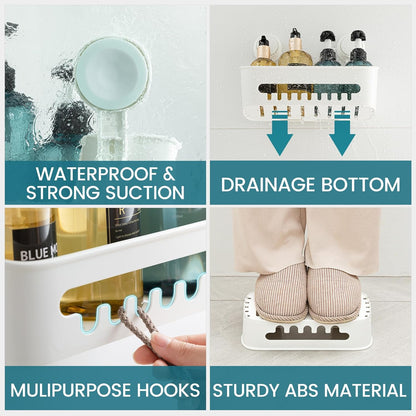 Shower Caddy Suction Cup Bathroom Organizer Shelves Frosted Clear