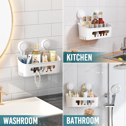 Shower Caddy Suction Cup Bathroom Organizer Shelves Frosted Clear
