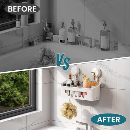 Shower Caddy Suction Cup Bathroom Organizer Shelves Frosted Clear