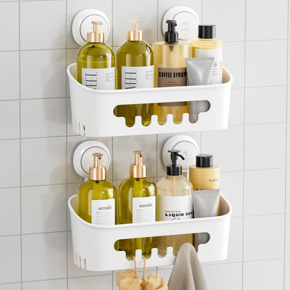 Shower Caddy Suction Cup Bathroom Organizer Shelves Frosted Clear