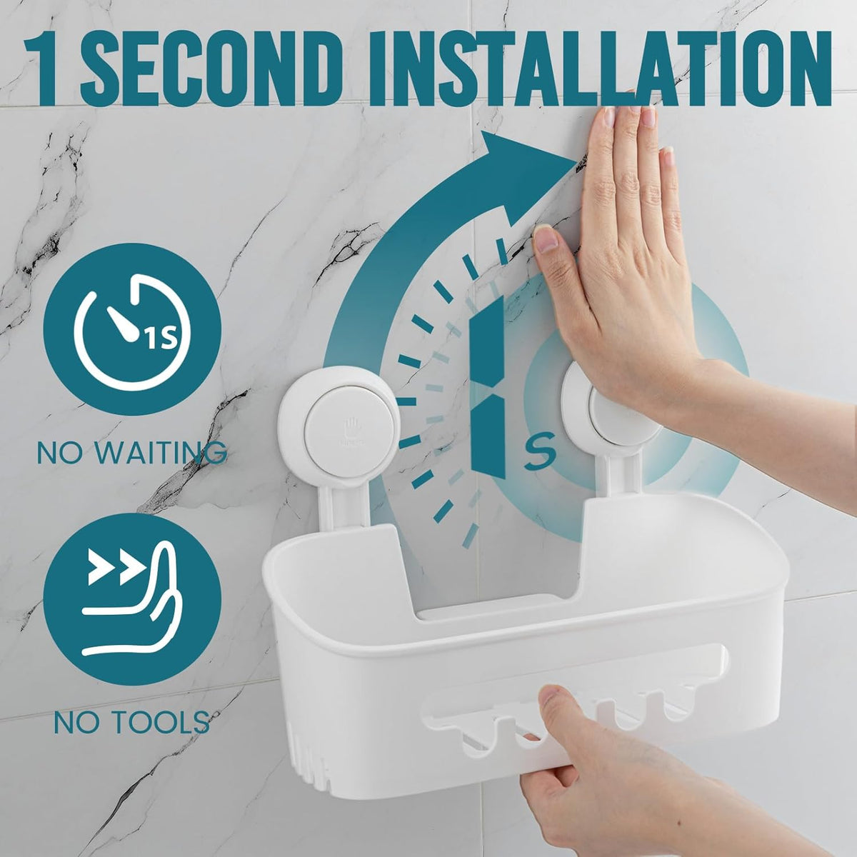 Shower Caddy Suction Cup Bathroom Organizer Shelves Frosted Clear