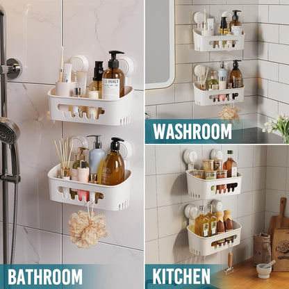 Shower Caddy Suction Cup Bathroom Organizer Shelves Frosted Clear