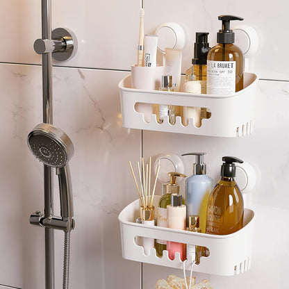 Shower Caddy Suction Cup Bathroom Organizer Shelves Frosted Clear