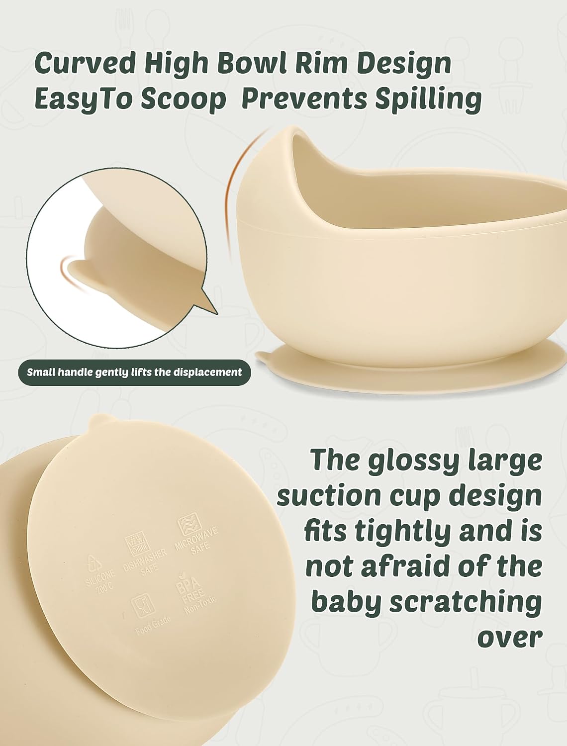 Silicone Baby Feeding Set 9 Pcs, Spill-Proof Suction Plate, Bowl, Bib, Silicone spoon&forks, Wooden Spoons&forks, Training cup with straw and Sippy Cup, Baby Eating Utensils (Brown)