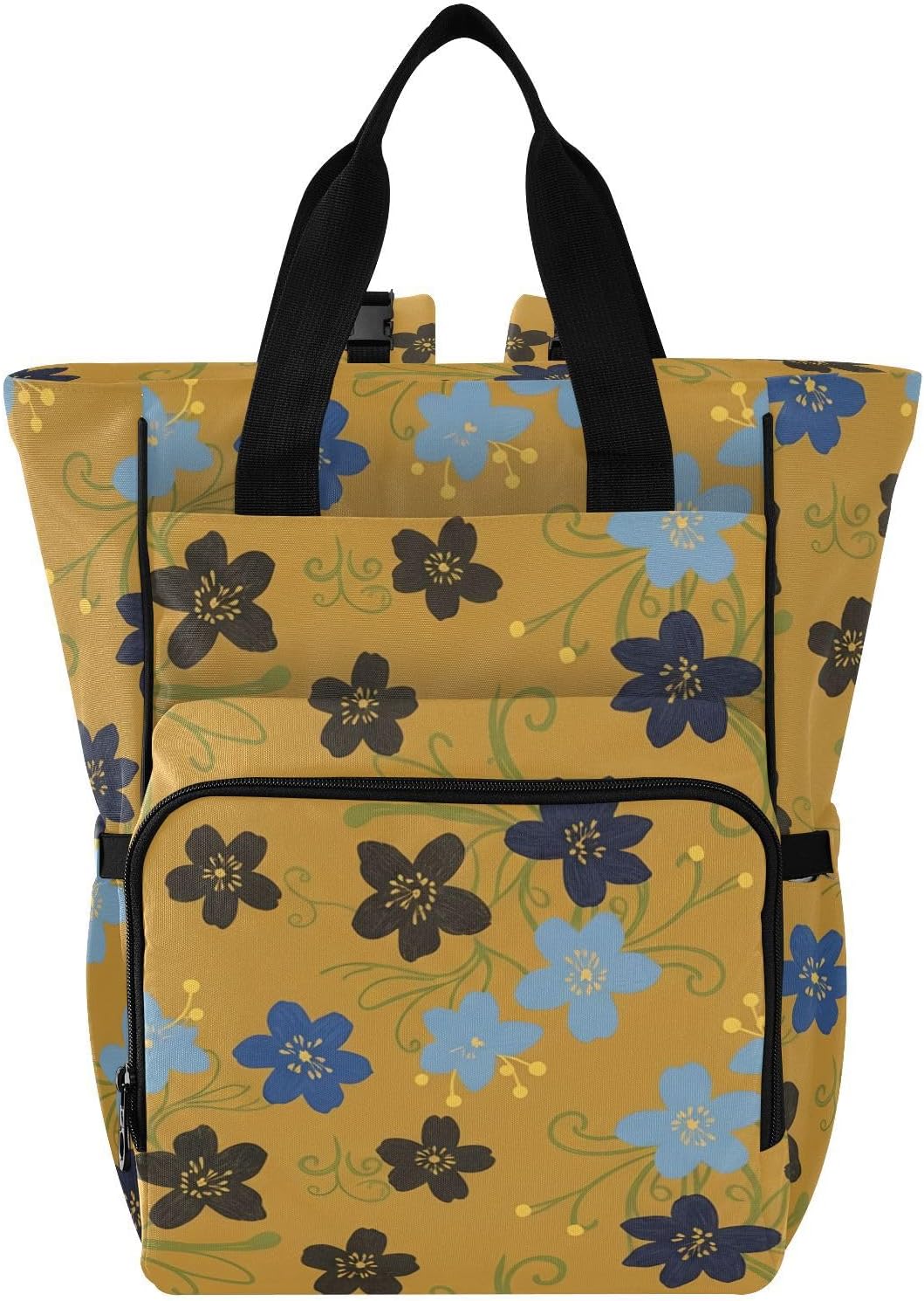 Diaper Bag Backpack, Multifunction Travel Bag for Moms Dads, Baby Changing Bag with Insulted Pockets, Stroller Straps and Side Bottle Pockets Dark Floral Pattern