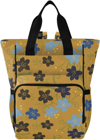 Diaper Bag Backpack, Multifunction Travel Bag for Moms Dads, Baby Changing Bag with Insulted Pockets, Stroller Straps and Side Bottle Pockets Dark Floral Pattern