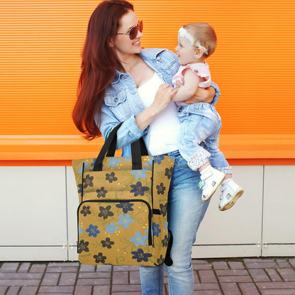 Diaper Bag Backpack, Multifunction Travel Bag for Moms Dads, Baby Changing Bag with Insulted Pockets, Stroller Straps and Side Bottle Pockets Dark Floral Pattern