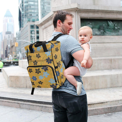 Diaper Bag Backpack, Multifunction Travel Bag for Moms Dads, Baby Changing Bag with Insulted Pockets, Stroller Straps and Side Bottle Pockets Dark Floral Pattern