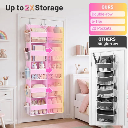 5-Tier Over Door Organizer, 10-Compartment Wide Storage Rack
