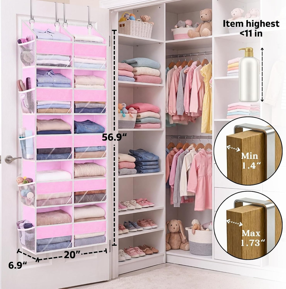 5-Tier Over Door Organizer, 10-Compartment Wide Storage Rack