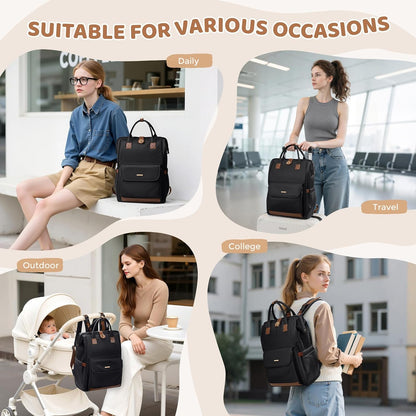 Diaper Bag Backpack,Multi Function Water Resistant Diaper Bag With Hook,Casual Hanging diaper bag for mom,16 Inch,Apricot