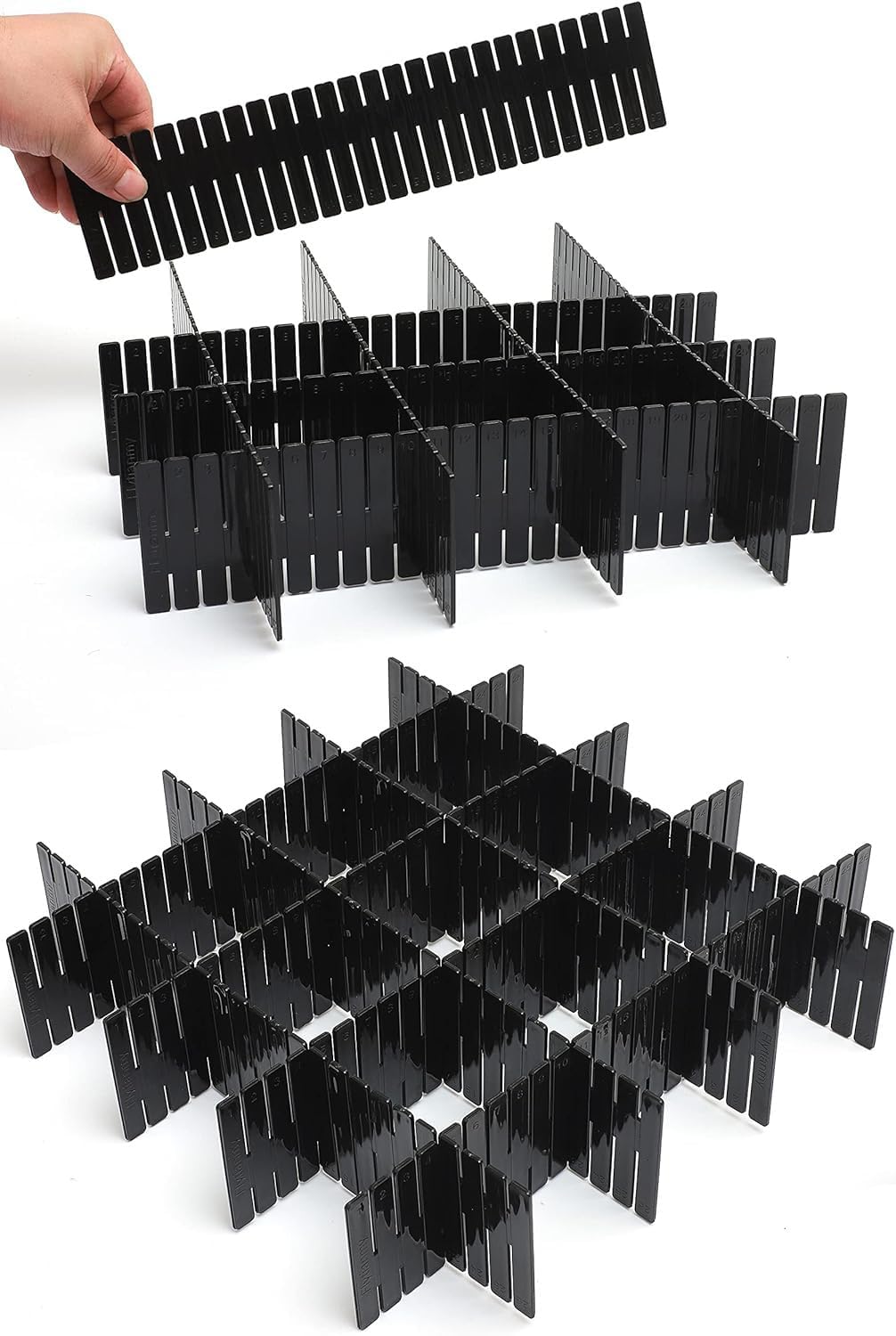 Drawer Dividers, Adjustable Drawer Organizer for Socks, Underwear, Makeup, Can Help Tidy Kitchen, Bedroom, Dresser Black