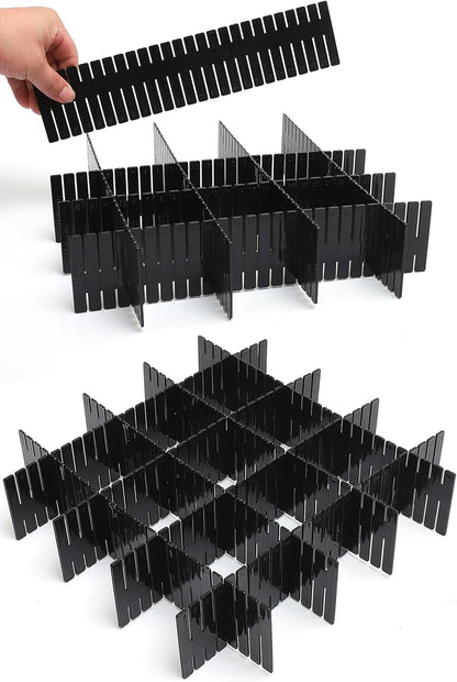 Drawer Dividers, Adjustable Drawer Organizer for Socks, Underwear, Makeup, Can Help Tidy Kitchen, Bedroom, Dresser Black