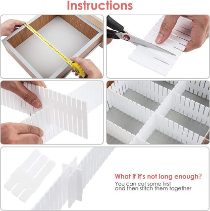 Drawer Dividers, Adjustable Drawer Organizer for Socks, Underwear, Makeup, Can Help Tidy Kitchen, Bedroom, Dresser Black