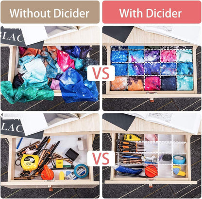 Drawer Dividers, Adjustable Drawer Organizer for Socks, Underwear, Makeup, Can Help Tidy Kitchen, Bedroom, Dresser Black