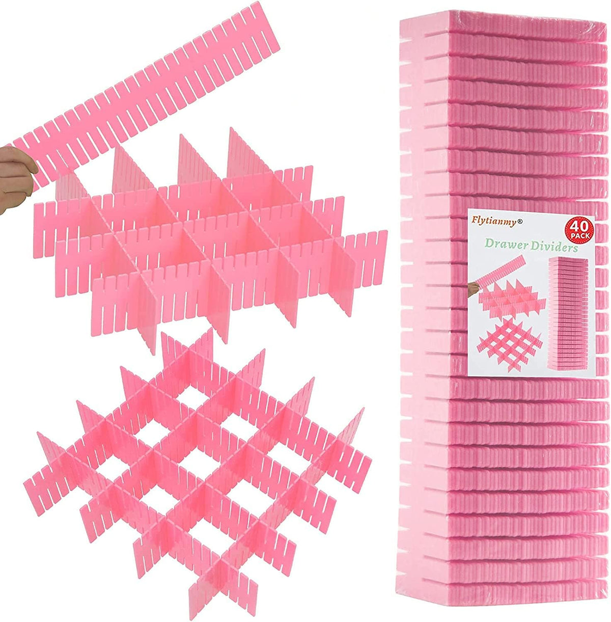 Drawer Dividers, Adjustable Drawer Organizer for Socks, Underwear, Makeup, Can Help Tidy Kitchen, Bedroom, Dresser Black