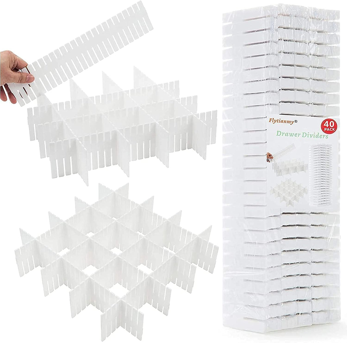 Drawer Dividers, Adjustable Drawer Organizer for Socks, Underwear, Makeup, Can Help Tidy Kitchen, Bedroom, Dresser Black