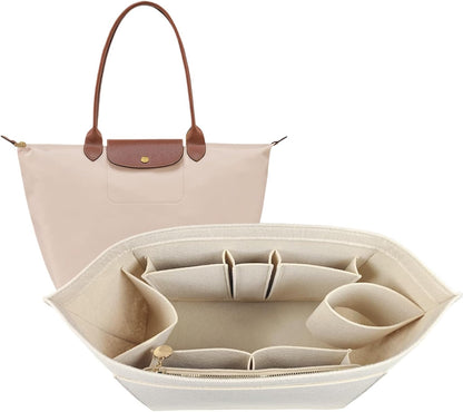 Purse Organizer Insert for longchamp(Small) shor thandle Handbags Organizer 1012Beige-S