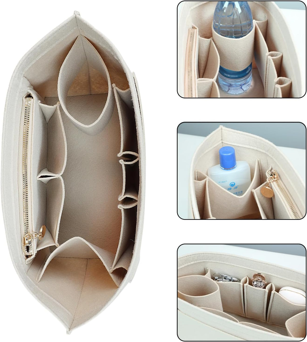 Purse Organizer Insert for longchamp(Small) shor thandle Handbags Organizer 1012Beige-S