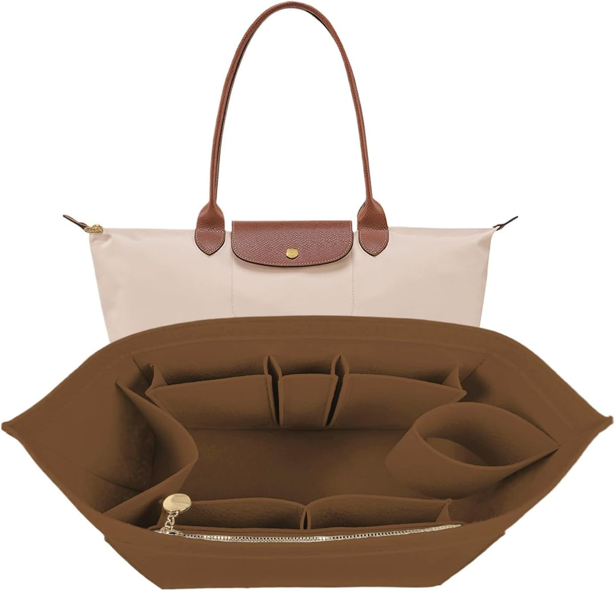 Purse Organizer Insert for longchamp(Small) shor thandle Handbags Organizer 1012Beige-S