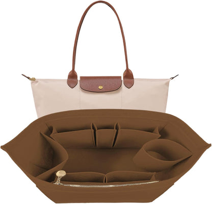 Purse Organizer Insert for longchamp(Small) shor thandle Handbags Organizer 1012Beige-S