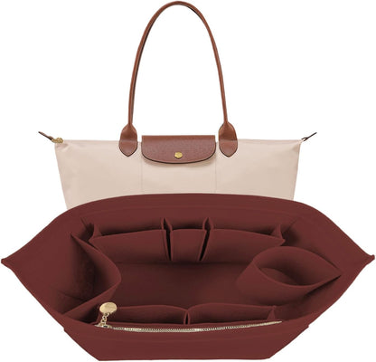 Purse Organizer Insert for longchamp(Small) shor thandle Handbags Organizer 1012Beige-S