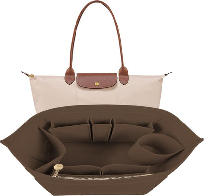 Purse Organizer Insert for longchamp(Small) shor thandle Handbags Organizer 1012Beige-S