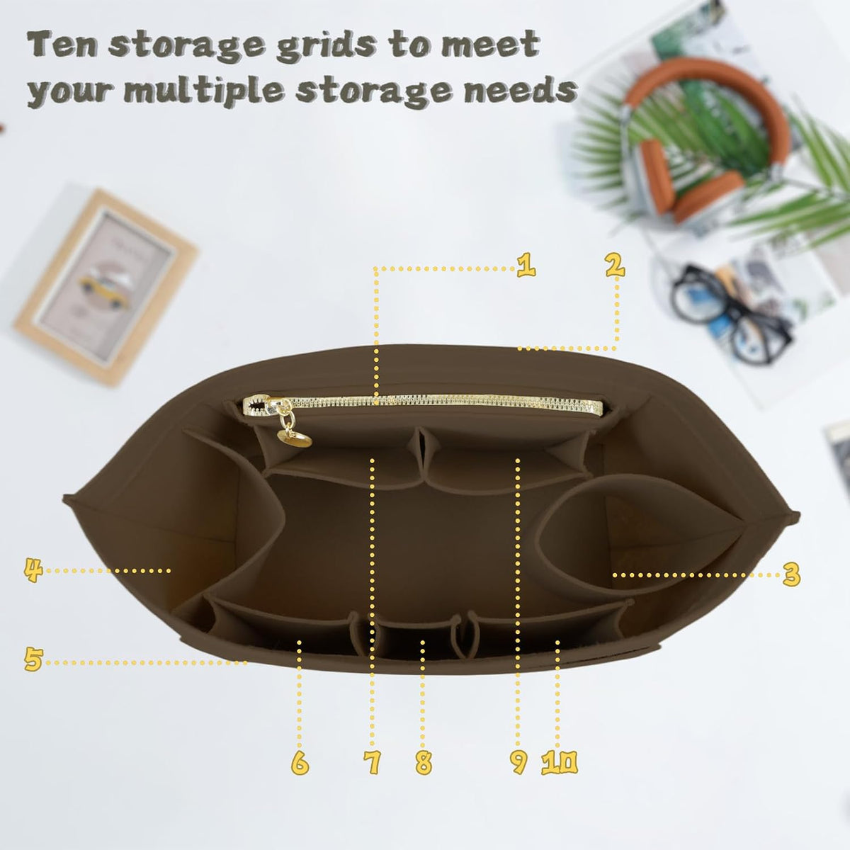 Purse Organizer Insert for longchamp(Small) shor thandle Handbags Organizer 1012Beige-S