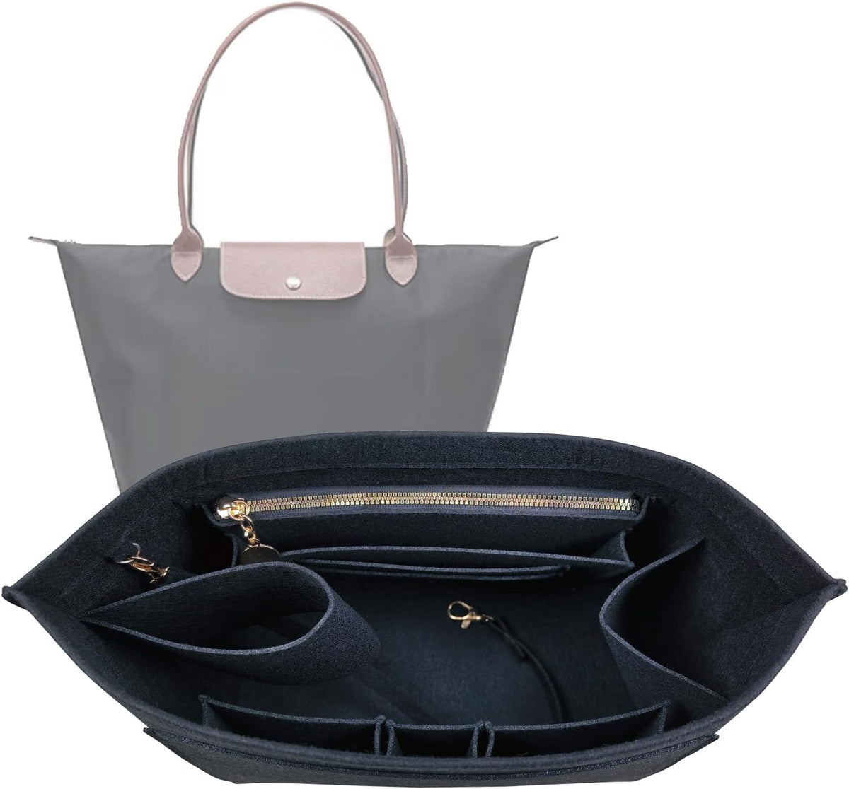Purse Organizer Insert for longchamp(Small) shor thandle Handbags Organizer 1012Beige-S