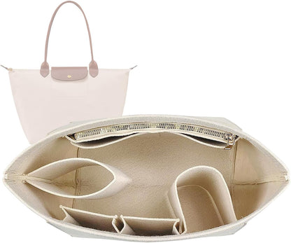 Purse Organizer Insert for longchamp(Small) shor thandle Handbags Organizer 1012Beige-S