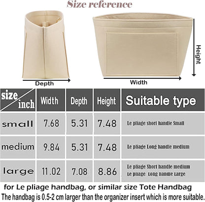 Purse Organizer Insert for longchamp(Small) shor thandle Handbags Organizer 1012Beige-S