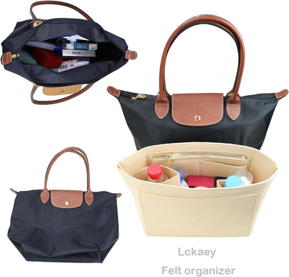 Purse Organizer Insert for longchamp(Small) shor thandle Handbags Organizer 1012Beige-S