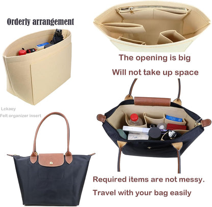 Purse Organizer Insert for longchamp(Small) shor thandle Handbags Organizer 1012Beige-S