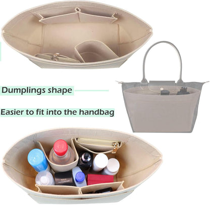 Purse Organizer Insert for longchamp(Small) shor thandle Handbags Organizer 1012Beige-S