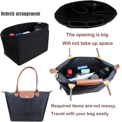 Purse Organizer Insert for longchamp(Small) shor thandle Handbags Organizer 1012Beige-S