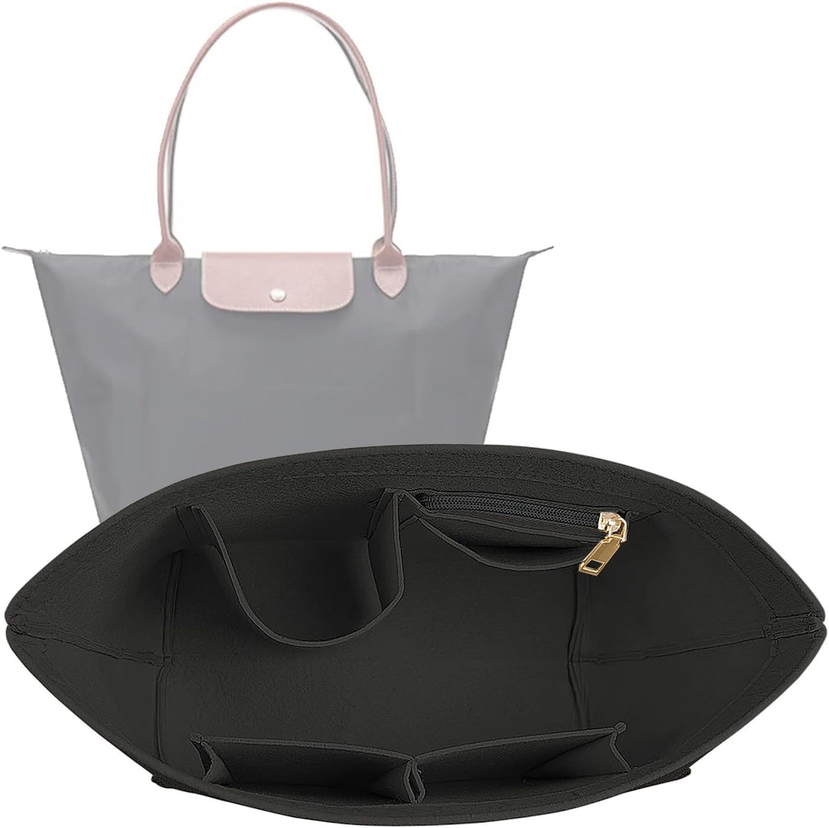 Purse Organizer Insert for longchamp(Small) shor thandle Handbags Organizer 1012Beige-S
